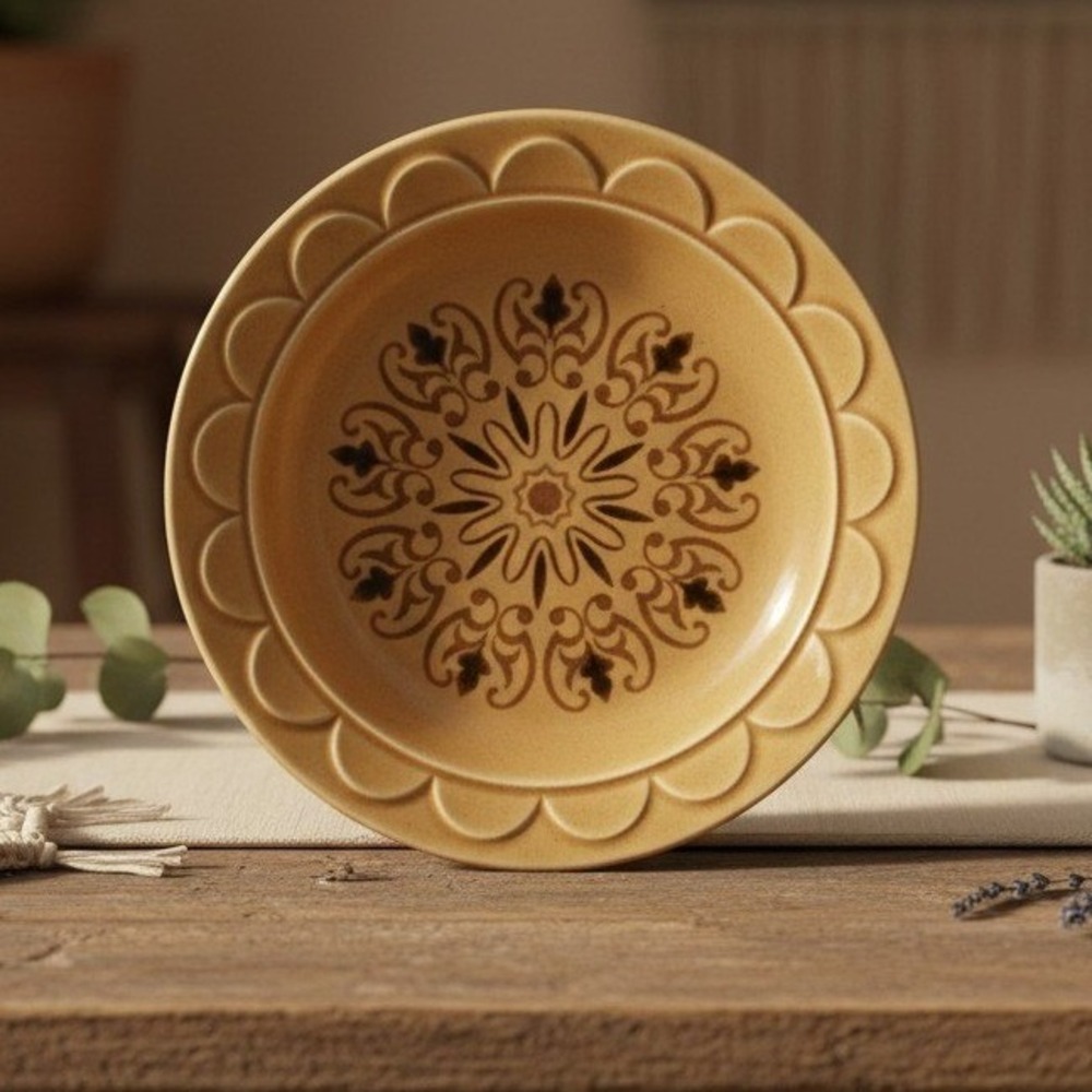 Homer Laughlin Granada Gold Cortez Bread Plate, Mid-Century Mustard Ceramic